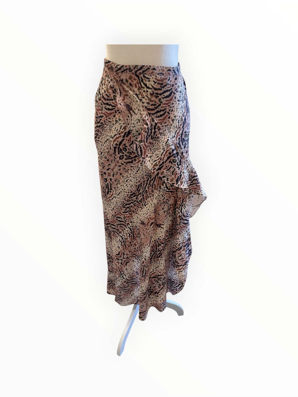 AllSaints Beige and Black Asymmetric Animal-Print Maxi Skirt - Picture 3 of 5